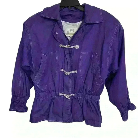 Towne by London Fog Women’s Utility Jacket Size S Purple Silver Lightweight Fall - Picture 1 of 13